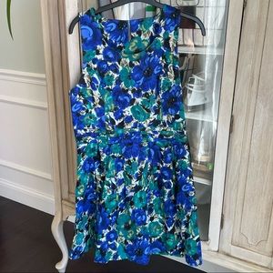 Blue and Green Floral A-line dress